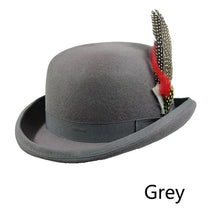 Men top hat Wool Bowler Hat Derby Hat Autumn Winter Vintage British Style Jazz Cap Presidential Hat 11 cm high magician hat