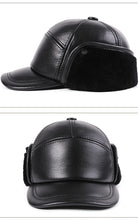 New Winter Cowhide Leather Warm Bomber Hats For Men Fur Wool Plush Thickened Coldproof Earmuffs Hats Natural Genuine Leather Cap
