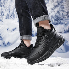 Black Leather Shoes for Men Height Increasing Winter Fashion Sneakers Plus Fur