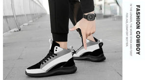 Men Boots Elevator Shoes Hidden Heels Canvas Heightening Shoes