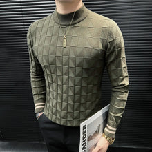 High Quality Half High Collar Knitted Sweater for Men Casual Business Pullover Sweater Slim Fit Warm Knitwear Tops Autumn Winter