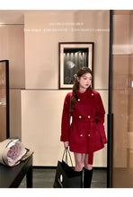 2025 Fall and Winter New Women Tops Coat Wool Blends Turn Down Collar Long Sleeve Double Breasted A Line Female Coats Clothing