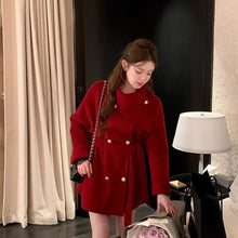 2025 Fall and Winter New Women Tops Coat Wool Blends Turn Down Collar Long Sleeve Double Breasted A Line Female Coats Clothing