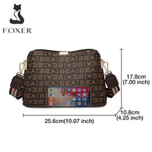 FOXER Brand PVC Leather Strap Shoulder Bag Lady Printing Women's Wide Woven PU Crossbody Bag High Quality Monogram Messenger Bag