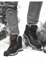 Men's Winter Boots With Fur Warm Snow Non-slip Men Work Casual Shoes Waterproof Leather Sneakers High Top Ankle Boots Plus Size