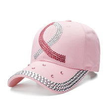 HOPE Believe Pink Ribbon Sparkly Denim Cap Breast Cancer Awareness Washed Dad Hats Rhinestone Bling Breast Cancer Survivor Gifts
