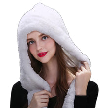 Winter Hats for Woman Fall Cap Warm Natural Fur Hat with Neck Scarves Bonnets Women Knitted Real Rex Rabbit Fur Hat Hooded Scarf