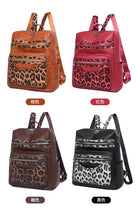 Soft Leopard Interior Compartment Fashion Backpacks Sewing Thread Large Capacity High Quality Bags for Women Pu Women's Handbags
