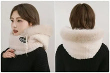 Winter Plush Hat for Women Warm Thick Hood with Scarf Mask Ear Protection Windproof Thermal Cap for Outdoor Cycling Riding