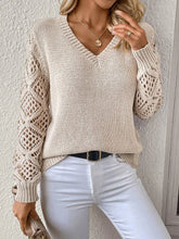 2024 Fashion Casual Sweaters Tops For Women's Solid V Neck Knit Sweater