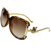 Sunglasses Women Oval Retro Alloy Frame Gold Fox Design