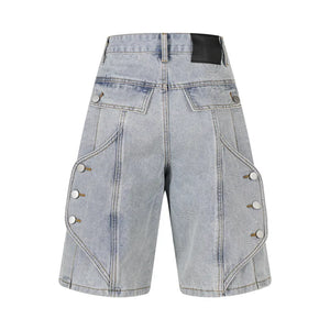 Punk Style Hip Hop Casual Denim Shorts Patchwork