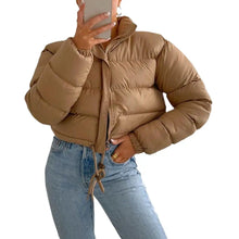 Women's Fall Winter Solid Cotton-Padded Coat Puffer Jacket Coats For Women Bubble Outerwear Cropped Loose Lightweight Clothing