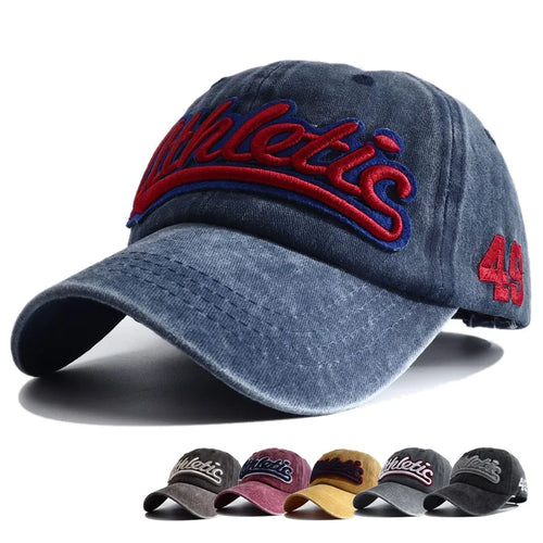 Athletic Letter Embroidery Baseball Cap Retro Washed Cotton Peaked Hat Hip Hop Trucker Dad Caps Fashion Sun Hats for Women Men
