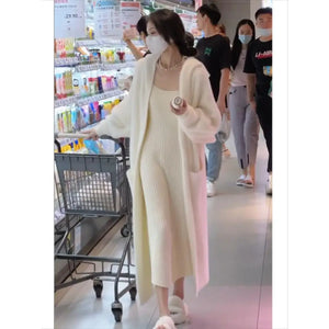 korean fashion hooded long cardigan women 2024 knitted long sleeve winter korean style clothes long sleeve knitwears fall pink