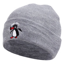 Cute penguin embroidered knitted hats for men and women, autumn and winter outdoor warm sports event woolen hats, bean hats