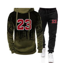 Mens Tracksuit Sports Printing Casual Hooded Sweatshirts+Pants 2 Piece Set Jogging Clothing Splash-ink Suit Hot Sales Menswear