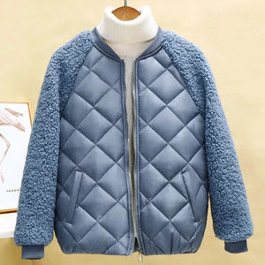 Thin Light Down Cotton Jacket Female Short Coat Autumn Winter Hooded Loose Lamb Wool Cotton Jacket