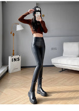 Autumn Winter Women's Leggings Pu Leather Pants Push Up Trousers Warm Black High Waist Tights