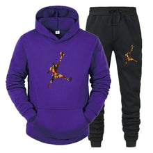Men's fashion casual sportswear, outdoor fitness jogging set, autumn and winter pullover hoodie + warm pants two-piece