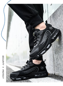 Big Size Men and Women Rotary Buckle Work Safety Shoes Men Air Soft Sole Lightweight Sneakers Protective Fashion Work Shoes