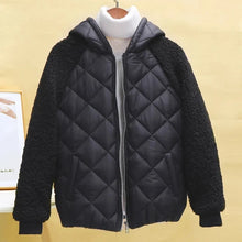 Thin Light Down Cotton Jacket Female Short Coat Autumn Winter Hooded Loose Lamb Wool Cotton Jacket