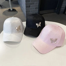 2025 New Ladies Fall New Versatile Cap Rhinestone Butterfly Sweat Absorbing Sunscreen Sun Hat Fashion Versatile Baseball Cap