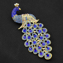 Sapphire Blue Crystal Rhinestone Peacock Brooch Jewelry Pin