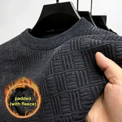 Men's Thickened Sweater Knitted Sweaters Three-dimensional Jacquard High-grade Crew Neck Warm Casual Top Pullover Jumper