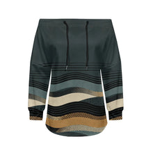 Trendy Off-Shoulder Sweatshirts with Striped & Polka Dot Patterns Drawstring Casual Loose-Fit Top for Women Casual Streetwear