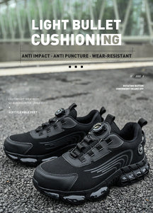 Big Size Men and Women Rotary Buckle Work Safety Shoes Men Air Soft Sole Lightweight Sneakers Protective Fashion Work Shoes