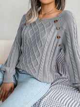 Women Casual Square Collar Buttons Long Sleeve Knitted Pullovers Sweaters