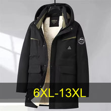 Winter Cargo Parkas Men Thick Fleece Jacket Coats Plus Size 13XL Camp Parkas Waterproof Casual Winter Long Jacket Male Big Size