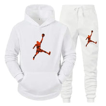 Men's fashion casual sportswear, outdoor fitness jogging set, autumn and winter pullover hoodie + warm pants two-piece