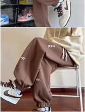 Winter Thickened Fleece Men's Pants Warm Casual Embroidery Letter Fleece Liner Thick Trousers Outdoor Thermal Warm Sweatpants