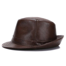 Men's Gentlemen's Fedora Hat Genuine 100% Cowhide Leather Trilby Cap Real Cowhide Leather Jazz Casual Autumn Winter Top Cap