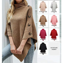 Fashion Winter Women Turtleneck Irregular Loose Pullover Shawl Cape Sweater Solid Color Autumn Knitted Long Tops Casual Clothing