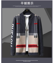 Knit Men 's Cardigan Sweater Coat Men Wool Cotton Sweatercoat Striped Fashion christmas Autumn Knitted Sweater Jacket