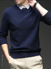 Men's Knit Sweater with Shirt Collar - Gray Vintage Style Fake Layered Business Casual Pullover Old Money Style Top