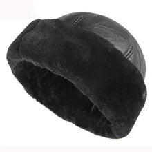 Thick Outdoor Warm Winter Hat Men Black Fur Leather Russian Male Windproof Snow Ski Cap Fleece Lined