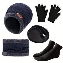 Men's winter hat, outdoor winter scarf, gloves, neckline, one plus cashmere insulated knit hat and socks
