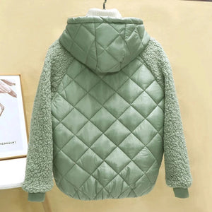 Thin Light Down Cotton Jacket Female Short Coat Autumn Winter Hooded Loose Lamb Wool Cotton Jacket