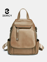 Zency Genuine Leather Women's Fashion Backpack High Quality School Travel Shoulder Bags Satchel Rucksack Multifunctional Pockets