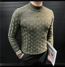 High Quality Half High Collar Knitted Sweater for Men Casual Business Pullover Sweater Slim Fit Warm Knitwear Tops Autumn Winter