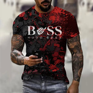 Men's round neck short sleeved T-shirt, 3D printed large casual sweater, fashionable trend, summer