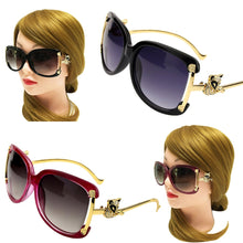 Sunglasses Women Oval Retro Alloy Frame Gold Fox Design