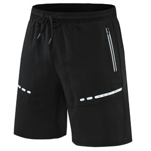 Men Training Shorts Zipper Pockets Fitness Shorts Slim Fit  Summer Shorts