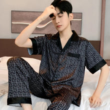 High Quality Satin Printed Pajamas Set Men's Nightwear Ice Silk Long Sleeve Loose Thin Teen Home Clothing Wear Suit Male Pyjama