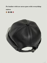 Retro Solid Color Brimless Hat Spring Summer Fashion Casual PU Leather Melon Caps Docker Cap Men Women Adjustable Hip Hop Hats