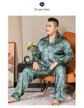 5XL Big Size Pajamas For Men 165KG Spring Summer Ice Silk Satin Cool Pajama Man Set Casual Loose Luxury Print Sleepwear Pijama